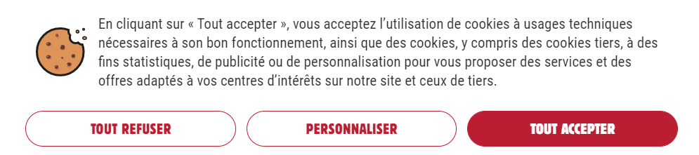 Demande d'acceptation l'utilisation de cookies en vigueur avec le règlement RGPD Européen