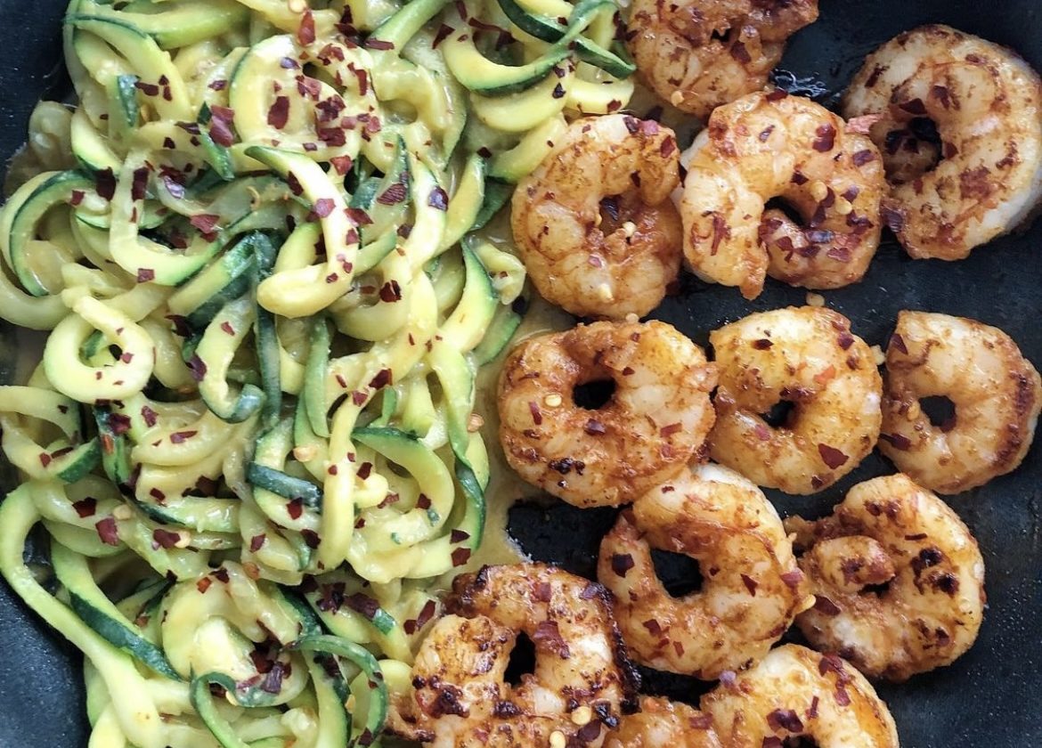 Nouilles courgettes et crevettes