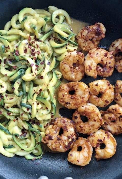 Nouilles courgettes et crevettes