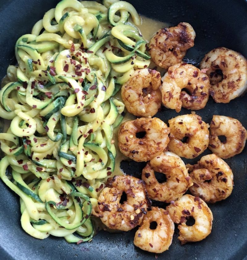 Nouilles courgettes et crevettes